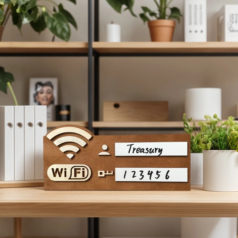 Airbnb Smart Home - Placa de Sinalização WiFi de Madeira