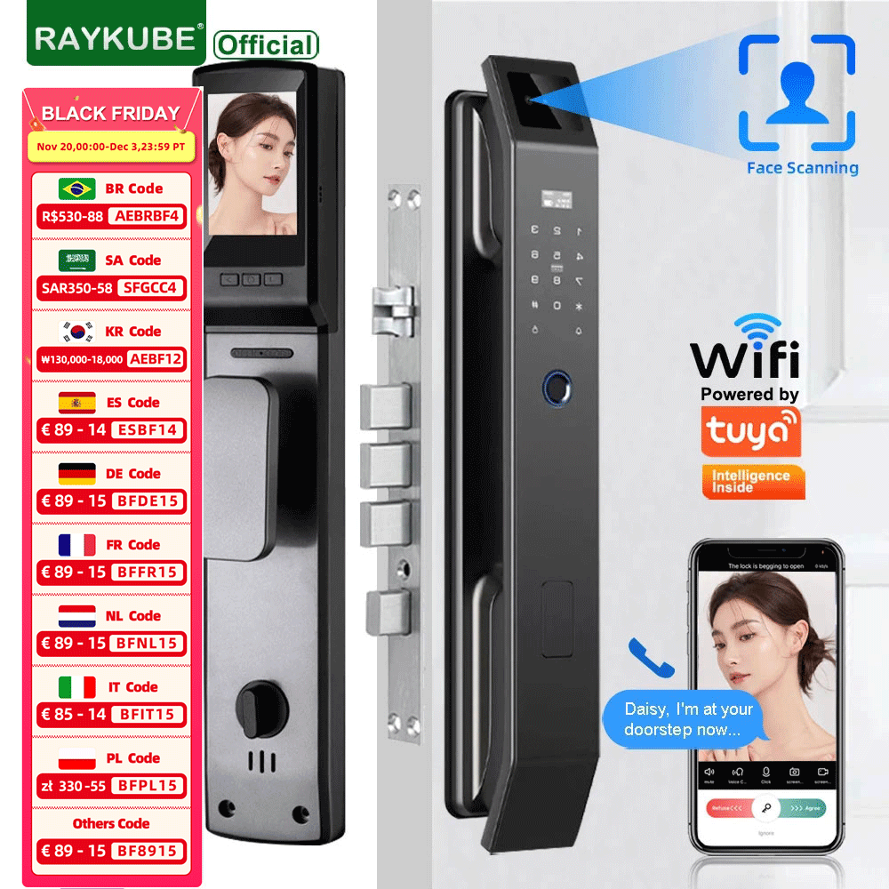 Video Doorbell - Raykube df14 tuya wifi 3d reconhecimento