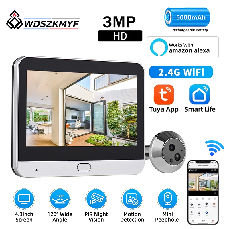 Smart Home Battery Camera - Câmera Digital Inteligente WiFi Tuya 3MP