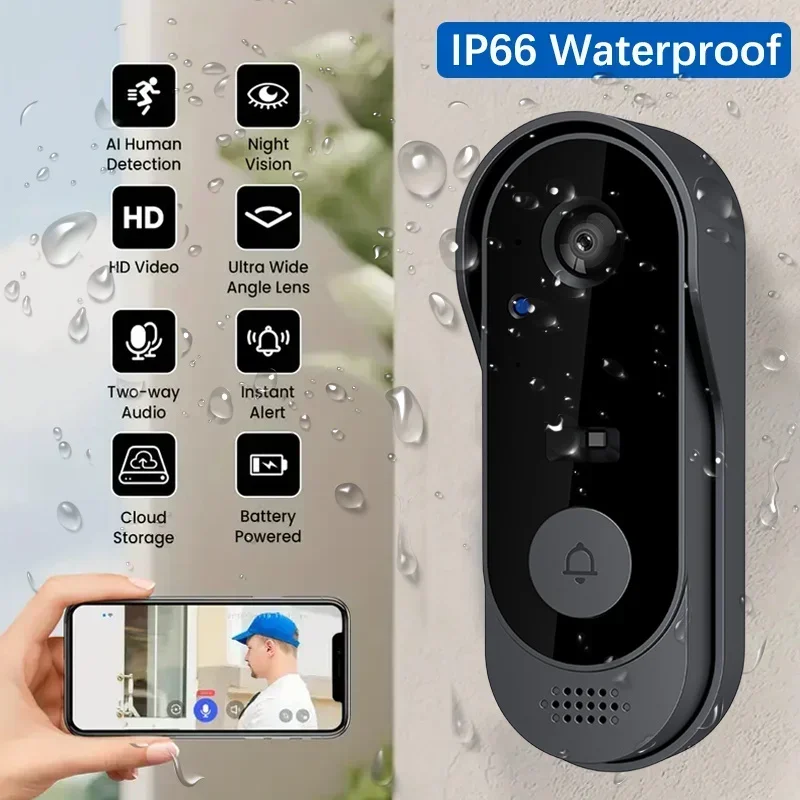 Smart Home Battery Camera - Câmera de Campainha Sem Fio HD