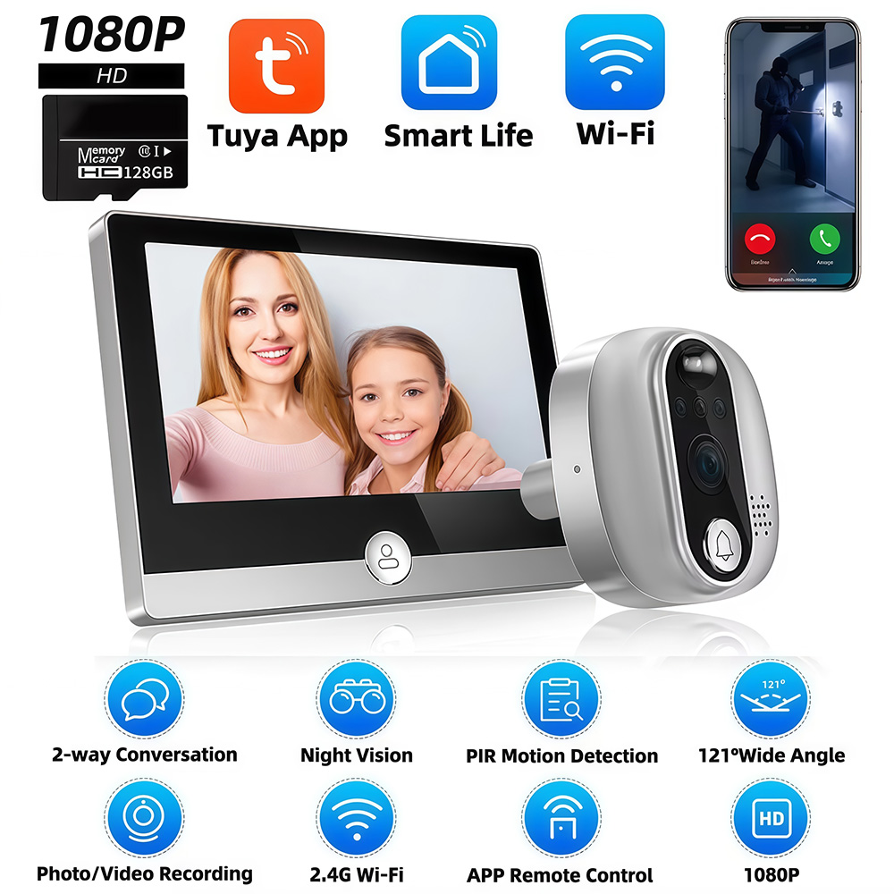 Smart Home Battery Camera - Tuya 1080p wifi campainha da porta
