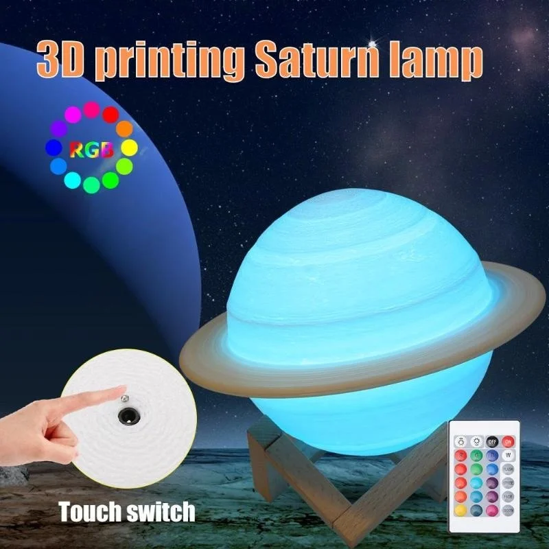 Voice Control Light Bulb - Led night light impressão 3d saturno