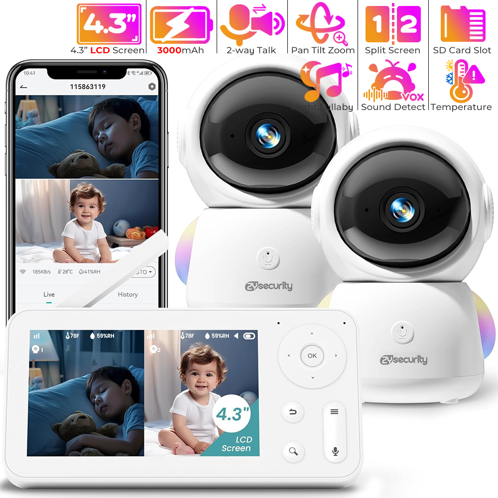 Smart Home Battery Camera - Monitor de bebê 2K com 2