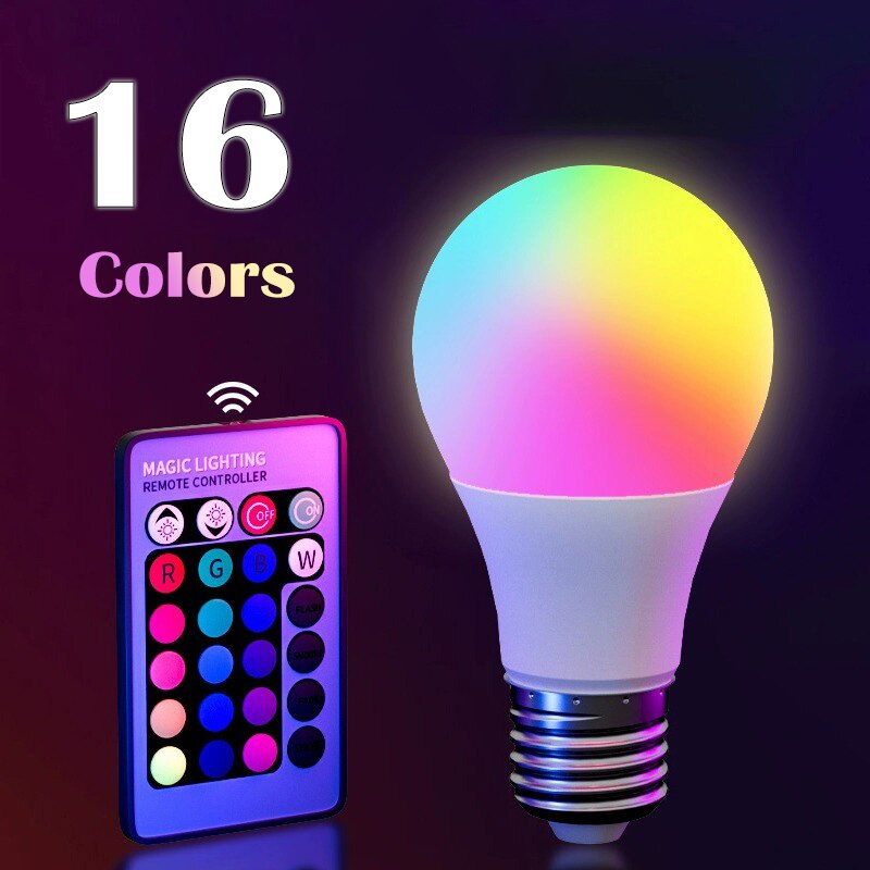 Voice Control Light Bulb - Lâmpada LED RGB de 16 Cores,