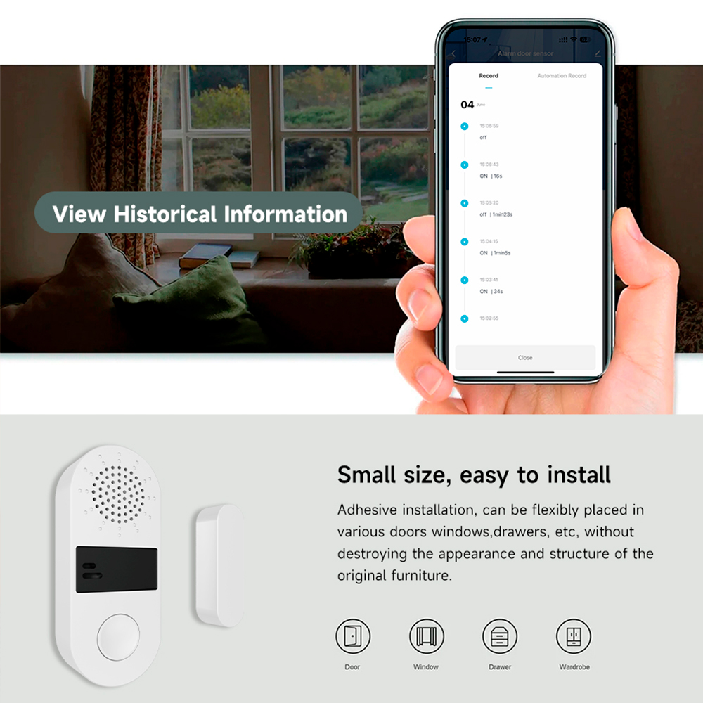 Sensor de Contato Sem Fio Tuya - Smart Home Villa avaliação e preço