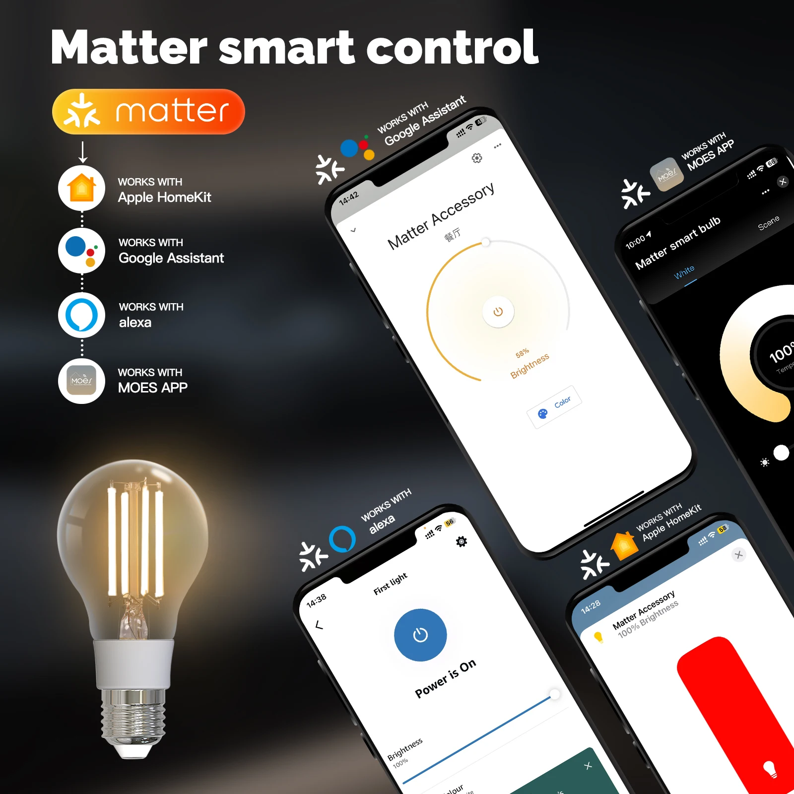 MOES TUYA Matter Lâmpada de fi - Voice Control Light Bulb avaliação e preço