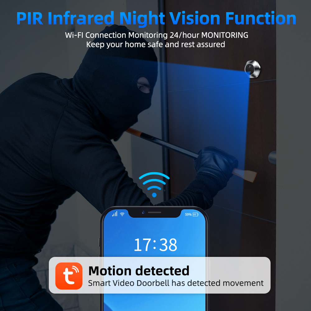 1080p wifi olho mágico tuya câ - Smart Home Battery Camera avaliação e preço